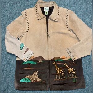 Quacker Factory Vintage Safari Leather Suede Jacket